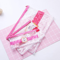 Pen bag zipper A4 plastic transparent information bag ticket bag small folder ticket storage grid file bag prize