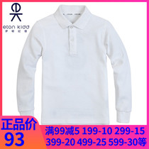 Eaton Guild Inron boy girls pure cotton white blue white color strip applid long sleeve T-shirt POLO shirt 09T102