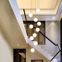 Modern simple duplex stair chandelier Long chandelier Villa hotel hall Rotating light luxury restaurant Nordic stair lamp