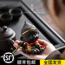 Qi heavenly sage Sun Wukong with golden cudgel cute tea pet ornaments boutique Monkey can raise Purple Sand teahouse tea play
