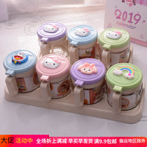 Kitchen seasoning can set cute glass sealed moisture-proof seasoning bottle Korean condiment bottle salt sugar seasoning box home