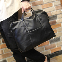 New Hand bag Mens Tanned Cowhide Computer Bag Mens Bag Casual Briefcase Leather Bag Business Smiley Bag Tide