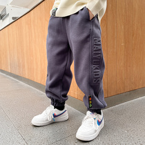 pants boys sports pants fleece thickened winter 2022 new Korean style casual sweatpants large and medium children autumn and winter
