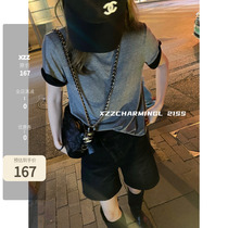 Xzz 30% wool fake two litres grade version Soft glutinous one enough short sleeve T-shirt female summer 2021 new blouse