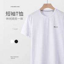 2021 summer new high-end light luxury crew neck T-shirt mens Korean version of the trend versatile business casual short-sleeved top