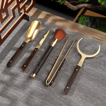 Qutifu Tea Accessories Tea Road Six Gentlemen Tea Clip Tea Cup Clips Black Sandalwood Solid Wood Tweezers Tea Making Tools