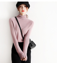 Like the second skin integrated seamless 100% wool turtleneck sweater base shirt 8 colors autumn