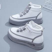 High shoes womens shoes 2021 Autumn New Wild Spring and Autumn Velcro student leisure sports explosion small white Autumn Winter
