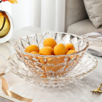 Glass fruit plate ornaments living room household coffee table Net red light luxury ins style simple candy dried fruit snack plate Basin