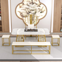 Clothing store kung fu tea table modern simple living room marble tea table and chair combination shop tea table table light luxury tea table