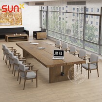 American solid wood conference table long table simple large board office desk and chair combination strip negotiation long table workbench