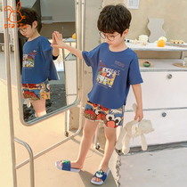 Boys Summer Childrens Pajamas Cotton Short Sleeve Set Fashion Boys Baby Tong Home Clothes Thin