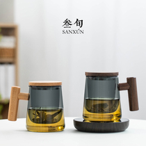 Thirty-year constant temperature coaster heating tea cup insulated glass cup tea water separation with lid 55 degree warm Cup