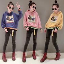 European station hooded sweater female loose Korean version 2021 Spring and Autumn new letter printing long sleeve coat European tide
