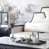 New Chinese Ceramic Vase Tea Set Cup Combination-sample Interplate Sales office Living room Light Extravagant Handicraft Pendulum