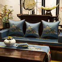 Red Wood Sofa Cushion Chinese Embroidered Cloth Art Solid Wood Furniture Anti-Slip Sponge Chair Cushion of the Cot Bed Cushion Five Pieces