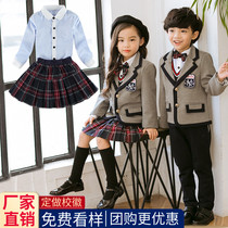 British school uniform spring and autumn suit kindergarten Garden clothing autumn and winter clothing children Primary School students class uniform performance suit Academy style