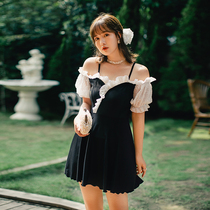 Fairy Fan one-character shoulder sexy large size swimsuit female size fat mm200 Jin belly thin conjoined conservative hot spring