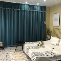 2021 New Net red Nordic simple modern cloth plus blue yarn full blackout curtain living room bedroom floor-to-ceiling windows