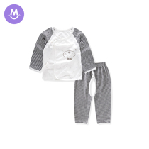 Newborn Kids Clothes Newborn Baby Long Sleeve Tie Monk Underwear Set 0-3 Months Home Clothing