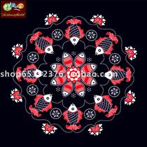Batik tablecloth Guizhou Miao batik batik painting decoration wall hanging small table cloth small red fish 93 * 93CM