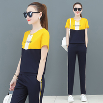 BBQ Summer Casual Sports Set Women 2022 new gas reduction short sleeve relaxed running suit