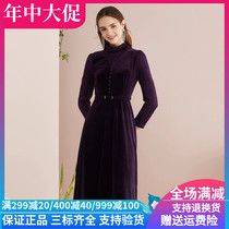 Colatier womens clothing 2021 springtime domestic velvet noble temperament repair dress KF04632R5