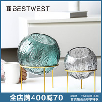 Creative glass vase Transparent flower arrangement ornaments Nordic style home living room dry vase soft decoration Light luxury