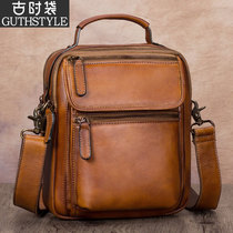 Retro Bag Mens Handmade Leather Bag Men Leather Head Layer Bull Leather Mens Bag Inclined Satchel Bag Mens Shoulder Bag Men Handbag