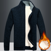 new winter men's fleece thick cardigan sweater youth knitwear men's autumn tops thermal coat