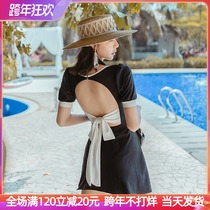 Swimsuit female summer sexy conjoined belly belly thin 2021 new beauty back skirt swimming conservative seaside hot spring swimsuit
