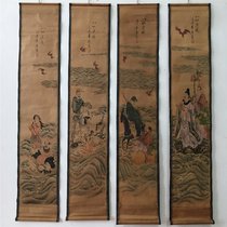 Ancient famous old pen-and-ink drawings that hand-painted calligraphy and painting lao hua reel si tiao ping living room decorative painting classical landscape