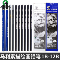 Marley sketch pencil set beginner charcoal sketch 2h6b8b14b charcoal soft and hard drawing 2 than 4b art supplies 12b drawing set hb art student Ma pencil set