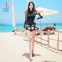 Sanqi long sleeve swimsuit women split conservative Korea thin belly belly flat angle size 2019 new hot spring swimsuit