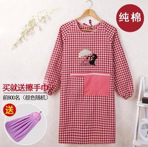 Clothing womens apron Korean cooking waterproof and anti-cute home clothes long-sleeved cotton thickened kitchen overcoat reverse wear