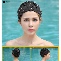 Big head swimming cap hand-sewn pearl three-dimensional petal swimming cap long and short hair special hot spring womens swimming cap