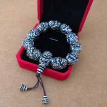 Sun Wukong Qi Tian Dazheng sterling silver monkey head string curse mens bracelet fight victory Buddha foot silver hand piece