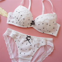 Japanese sweet peach heart embroidery girl thin cup with steel rim underwear large size cute student bra set 85E cup