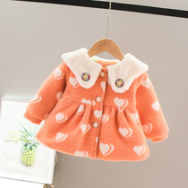 Girl winter baby Korean version thick coat 2021 new girls plus velvet cotton coat 1-3 year old girl 2 winter tide