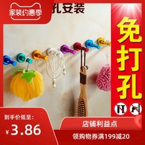 Space aluminum clothes hook color adhesive hook bathroom non-hole solid Hook nail-free Creative coat hook toilet single hook