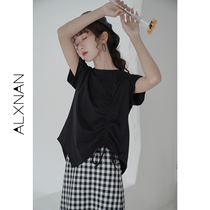 Deer Southward 2020 Summer New Short Sleeve T-Shirt Women Ins Foreign Air Design Sense Loose Black thin blouses