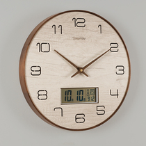 Simple Japanese solid wood perpetual calendar wall clock Nordic modern living room home watch fashion creative clock Wall watch