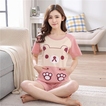 Sleepwear Lady Summer Short Sleeve Pure Cotton Korean Version Slim cute summer shorts All cotton Home Home Clothing Two Suits