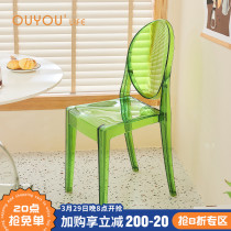 Nordic Transparent Chair Mesh Red Restaurant Acrylic Crystal Stools Creative Devil Dining Chair Home Makeup Plastic Chair