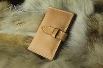 Leather card bag business card bag leather wallet vegetable tanned cowhide handmade insert ring design double structure