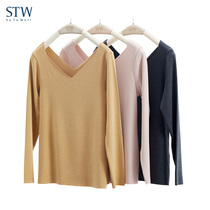 STW Develvet Cashless Fever Thermal Underwear Female Autumn Clothing Single Out of winter hit undershirt with threading coat in the winter