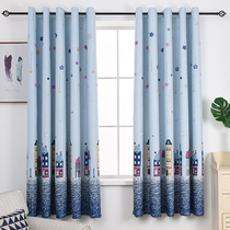 Curtain finished product Simple modern cartoon small curtain Short curtain Half curtain Dormitory rental room Bay window Bedroom shading fabric