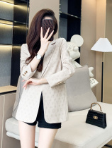 Almond Color Suit Jacket Woman Little Guy 2022 Spring Tyrant New Burst Net Red Superior Feel Fried Street Little West Suit