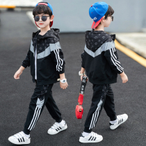 Childrens clothing Boys spring and autumn shipping action suit 2021 new boy middle and large childrens two-piece set Childrens Korean version of the foreign tide