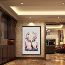 Su embroidery porch decorative painting modern Chinese living room hanging painting hand embroidery rich elk study painting tea room mural